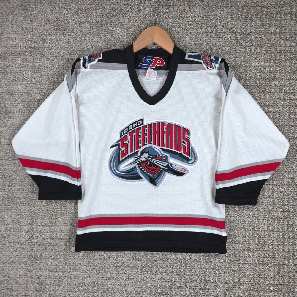 Vintage Idaho Steelheads SP Hockey Jersey Youth Kids Boys Small White ECHL